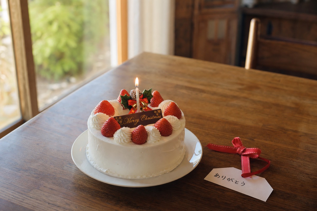 クリスマスケーキ・家族の写真